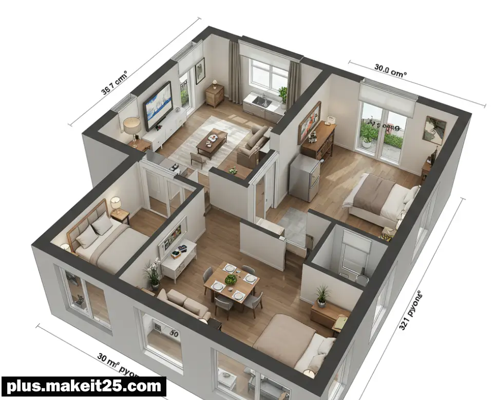 전용면적 계산기: 1, 16, 33, 51, 95, 100 제곱미터 평수