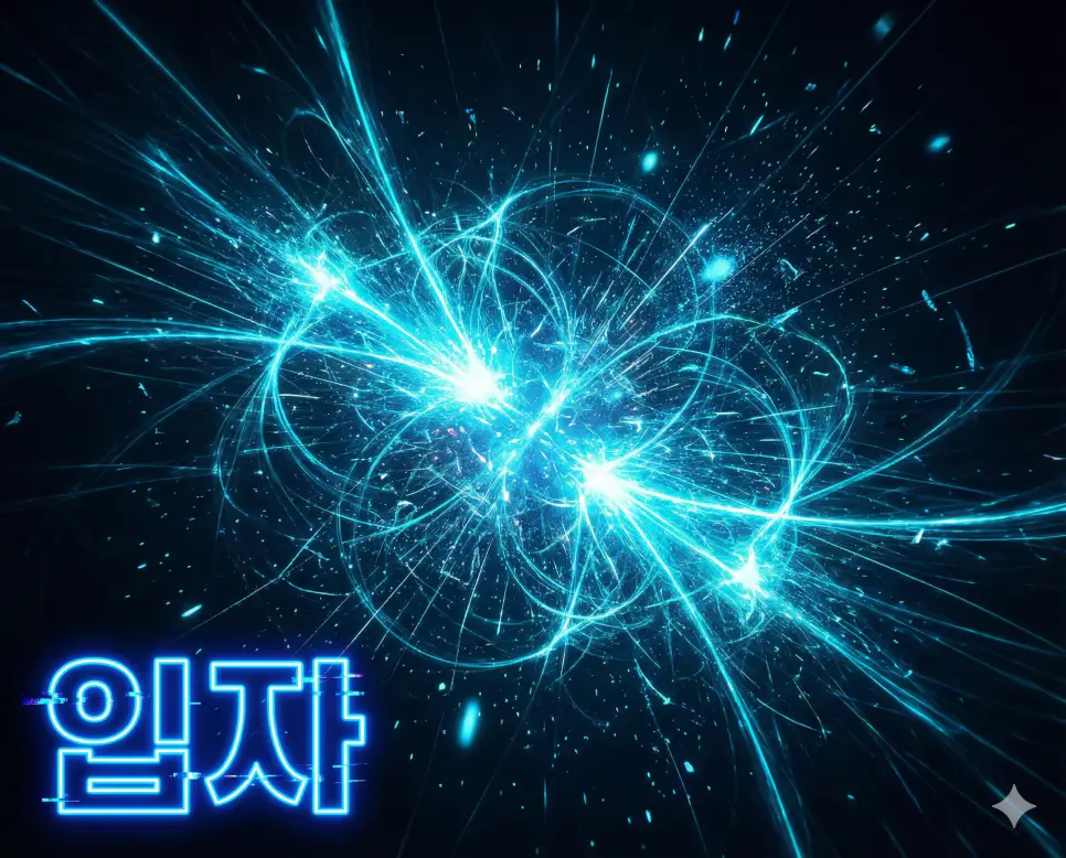 입자 뜻인 물질을 구성하는 아주 미세한 크기의 알갱이를 상징적으로 표현한 이미지